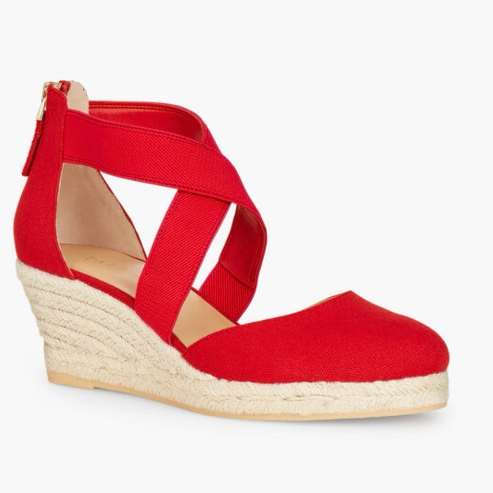 Talbots Red Women's LYNDSAY ESPADRILLE WEDGES, Size 6.5, EUC